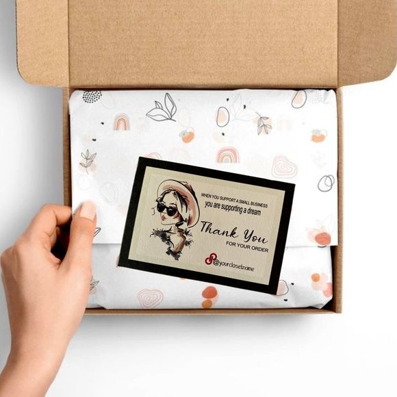 Feminine Small Business Thank You Cards - Set of  100 - Picture 2 of 8